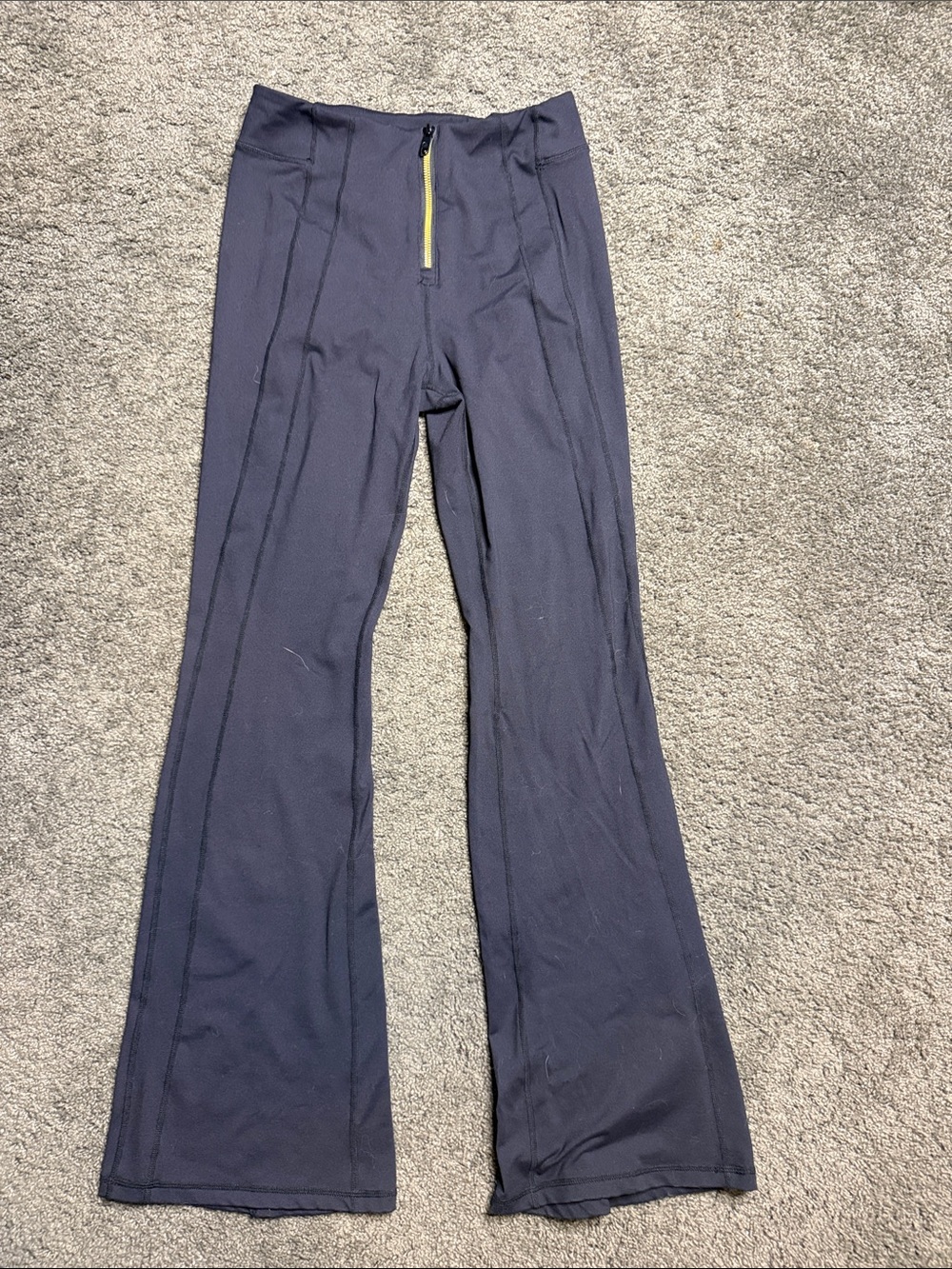 lululemon athletica Black Leggings with Yellow Front Zip